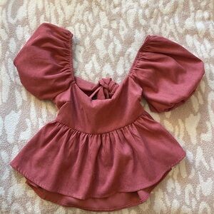 Francesca’s Pink Puff Sleeve Top